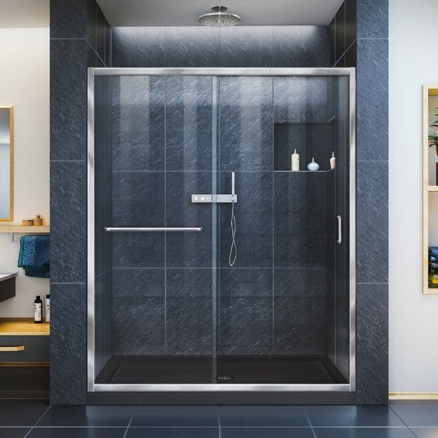 DREAMLINE DL-6971-88-01 INFINITY-Z 32 D X 60 W X 74 3/4 H SLIDING SHOWER DOOR AND SLIMLINE SHOWER BASE KIT