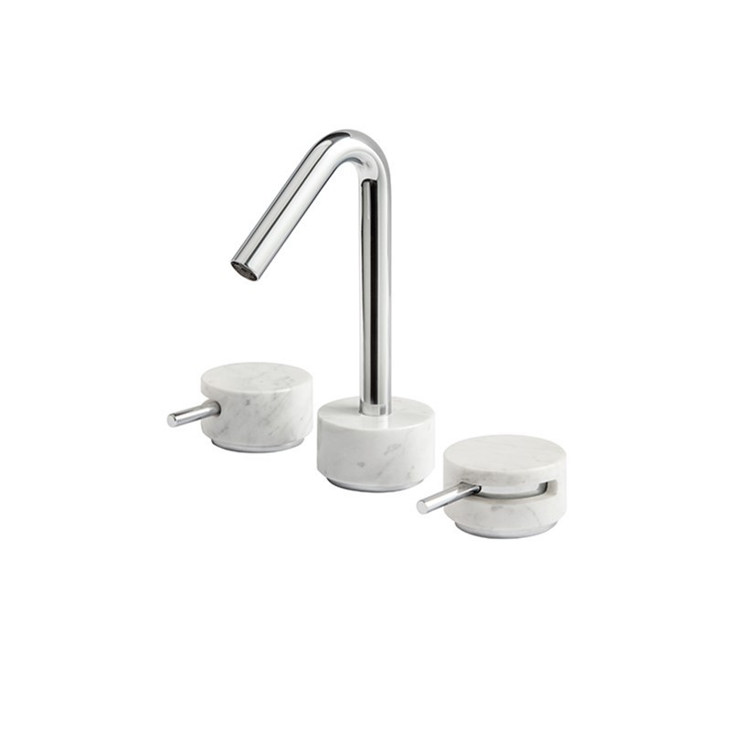 AQUABRASS ABFBCL16BC MARMO 8 1/4 INCH WIDESPREAD LAVATORY BATHROOM FAUCET - WHITE