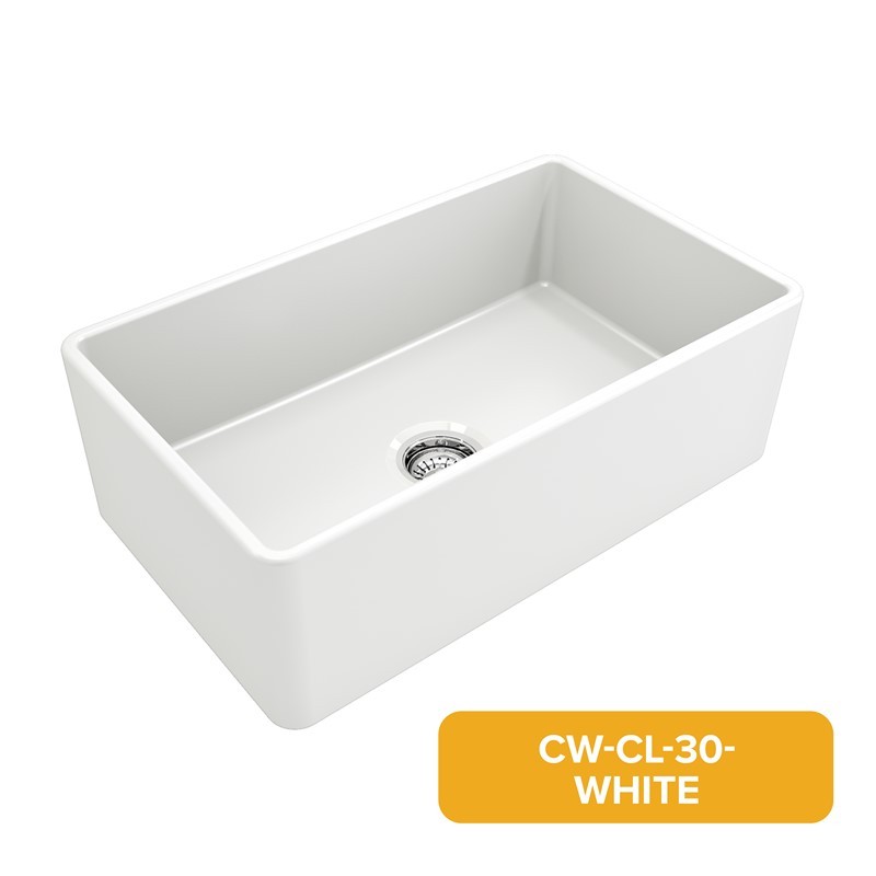 CRESTWOOD CW-CL-30 30 INCH CLASSIC SINGLE BOWL APRON FIRECLAY KITCHEN SINK