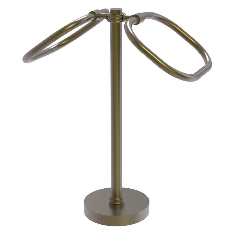ALLIED BRASS TB-20G 9 INCH TWO RING OVAL GUEST TOWEL HOLDER WITH GROOVED ACCENT