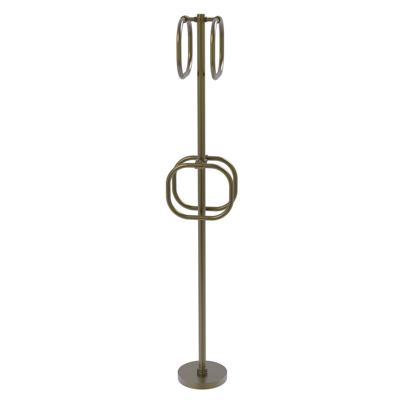 ALLIED BRASS TS-40D 9 INCH TOWEL STAND WITH 4 INTEGRATED TOWEL RINGS WITH DOTTED ACCENTS