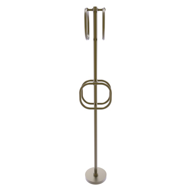 ALLIED BRASS TS-40G 9 INCH TOWEL STAND WITH 4 INTEGRATED TOWEL RINGS WITH GROOVED ACCENT