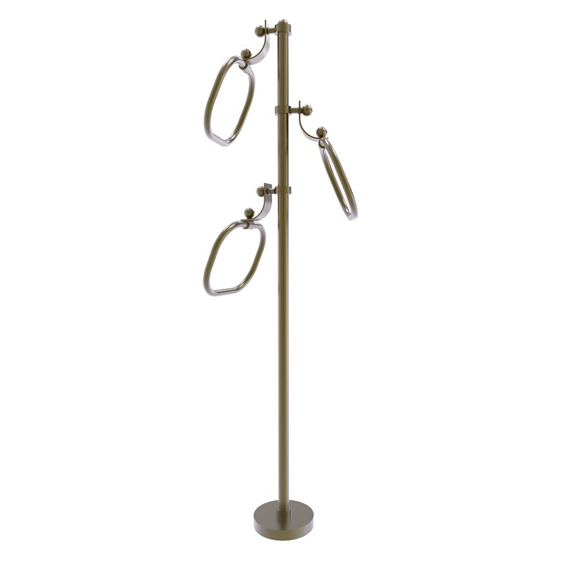 ALLIED BRASS TS-83 14 INCH TOWEL STAND WITH 9 INCH OVAL TOWEL RINGS