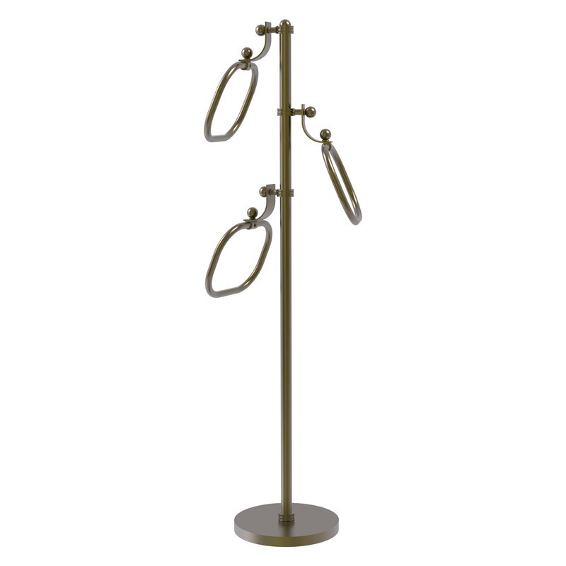 ALLIED BRASS TS-83D 14 INCH TOWEL STAND WITH 9 INCH OVAL TOWEL RINGS WITH DOTTED ACCENTS