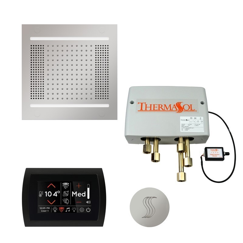 THERMASOL TWPH14SR SIGNATOUCH 14 INCH HYDROVIVE RAINHEAD WITH DIGITAL SHOWER VALVE AND STEAM HEAD