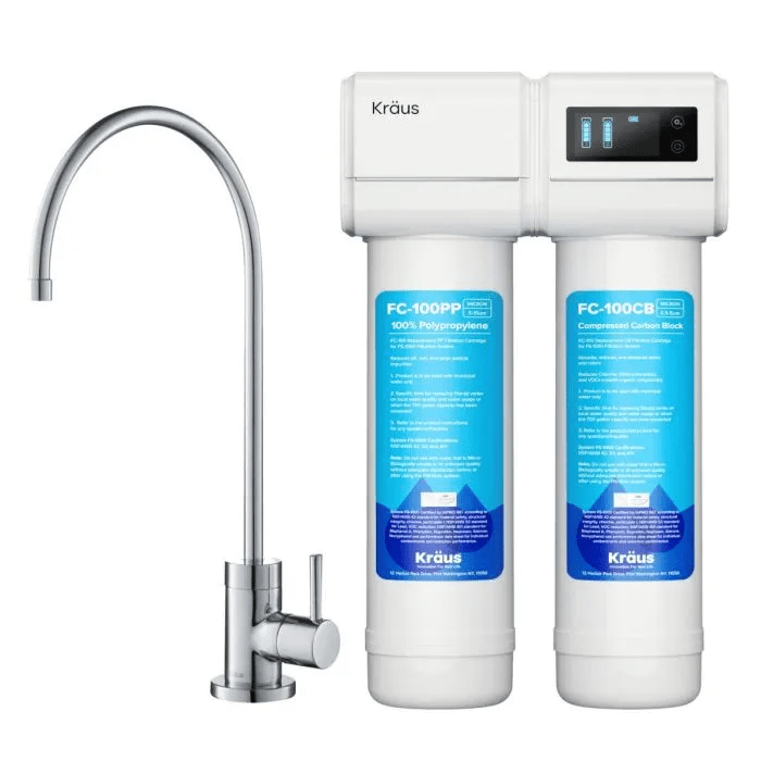 KRAUS FS-1000-FF-100 PURITA 2-STAGE UNDER-SINK FILTRATION SYSTEM WITH SINGLE HANDLE DRINKING WATER FILTER FAUCET