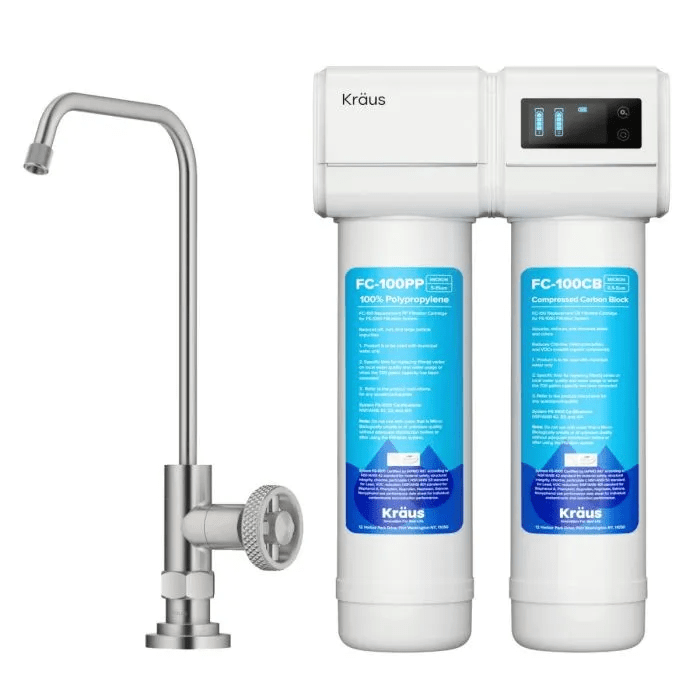 KRAUS FS-1000-FF-101 PURITA 2-STAGE UNDER-SINK FILTRATION SYSTEM WITH URBIX SINGLE HANDLE DRINKING WATER FILTER FAUCET