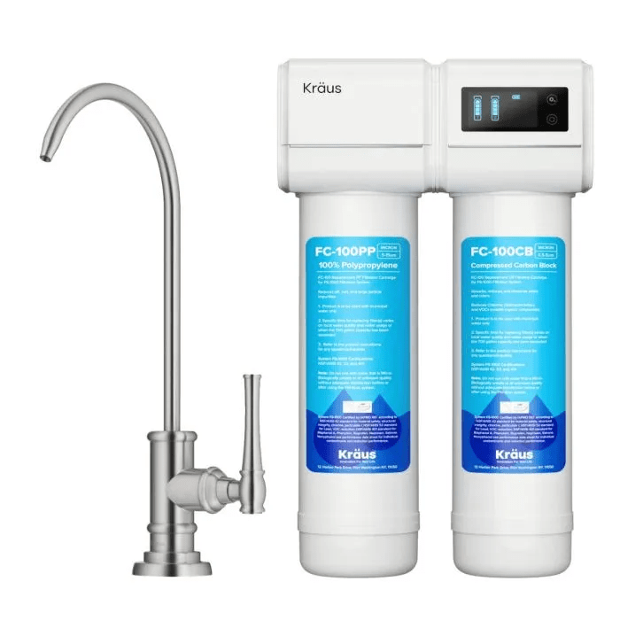 KRAUS FS-1000-FF-102 PURITA 2-STAGE UNDER-SINK FILTRATION SYSTEM WITH ALLYN SINGLE HANDLE DRINKING WATER FILTER FAUCET