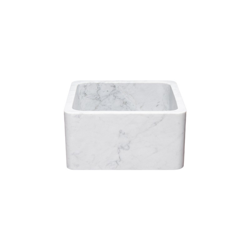 ALLSTONE GROUP KF171710-CW 17 INCH SINGLE BOWL CARRARA WHITE MARBLE STRAIGHT FRONT FARMHOUSE KITCHEN SINK - HONED