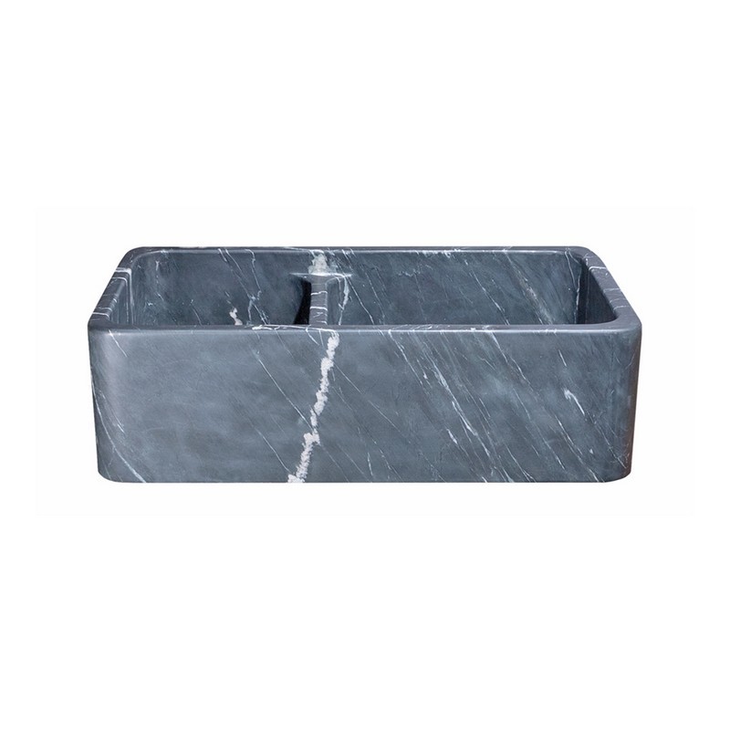 ALLSTONE GROUP KF332010DB-NLP-6040-CMS 33 INCH DOUBLE BOWL CHARCOAL MARQUINA SOAPSTONE STRAIGHT FRONT FARMHOUSE KITCHEN SINK - HONED