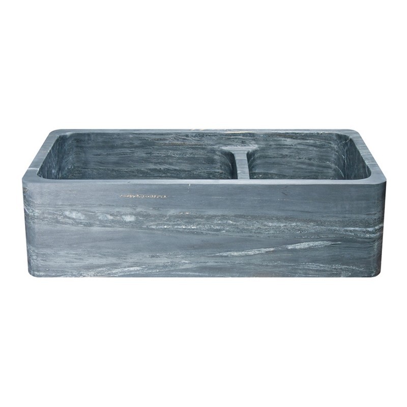 ALLSTONE GROUP KF362010DB-NLP-6040-CMS 36 INCH DOUBLE BOWL CHARCOAL MARQUINA SOAPSTONE STRAIGHT FRONT FARMHOUSE KITCHEN SINK - HONED