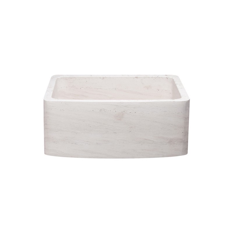 ALLSTONE GROUP KFCF242110-CL 24 INCH SINGLE BOWL CREMA LYON LIMESTONE CURVED FRONT FARMHOUSE KITCHEN SINK - HONED