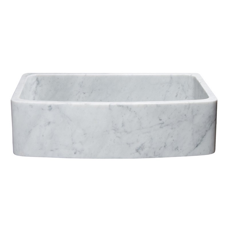 ALLSTONE GROUP KFCF362210SB-NLP-CW 36 INCH SINGLE BOWL CARRARA WHITE MARBLE CURVED FRONT FARMHOUSE KITCHEN SINK - HONED