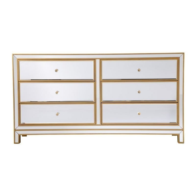 ELEGANT FURNITURE LIGHTING MF72036G REFLEXION 60 INCH DRESSERS - ANTIQUE GOLD