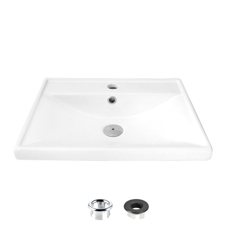 STYLISH P-210H 20 INCH RECTANGULAR TOP-MOUNT CERAMIC BATHROOM SINK WITH 2 OVERFLOW FINISHES