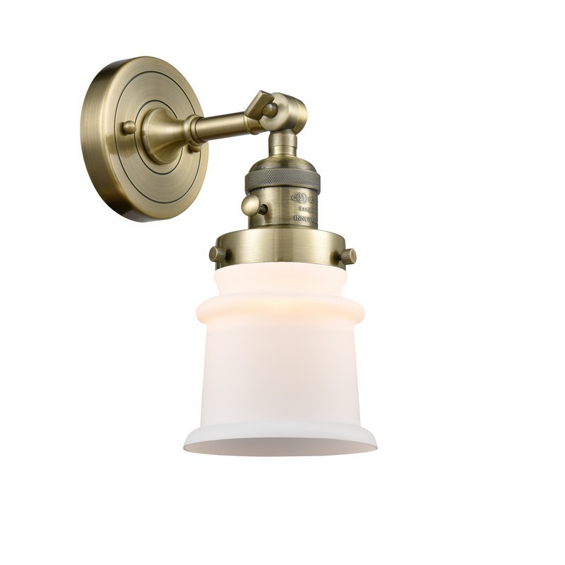 INNOVATIONS LIGHTING 203SW-AB-G181S-LED CANTON FRANKLIN RESTORATION 6 1/2 INCH 1 LIGHT WALL MOUNT WALL SCONCE IN ANTIQUE BRASS