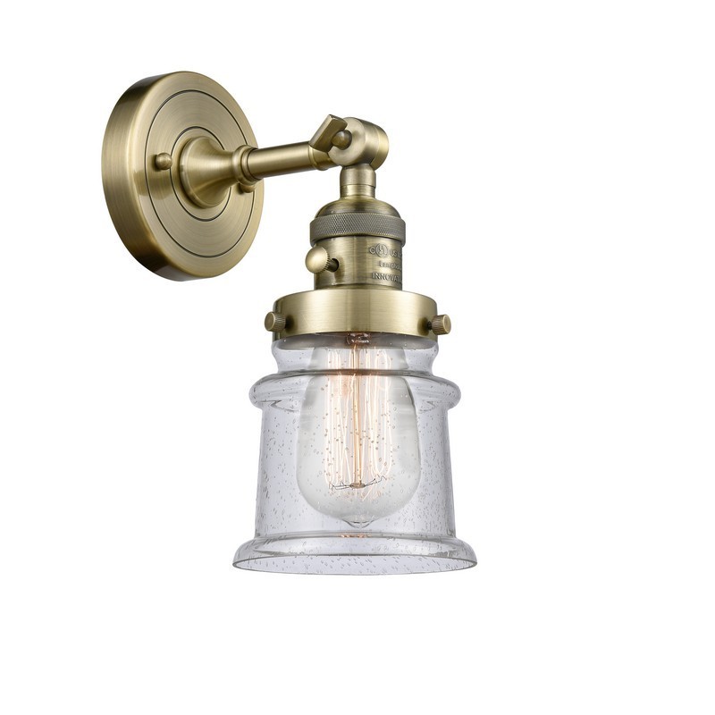 INNOVATIONS LIGHTING 203SW-AB-G184S-LED CANTON FRANKLIN RESTORATION 6 1/2 INCH 1 LIGHT WALL MOUNT WALL SCONCE IN ANTIQUE BRASS