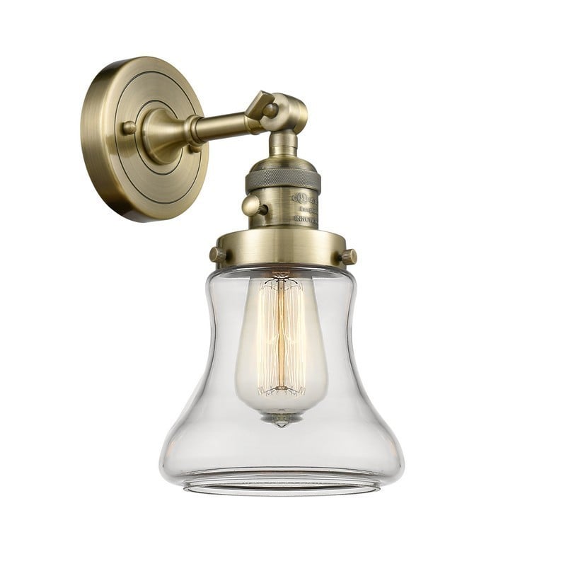 INNOVATIONS LIGHTING 203SW-AB-G192-LED BELLMONT FRANKLIN RESTORATION 6 1/2 INCH 1 LIGHT WALL MOUNT WALL SCONCE IN ANTIQUE BRASS