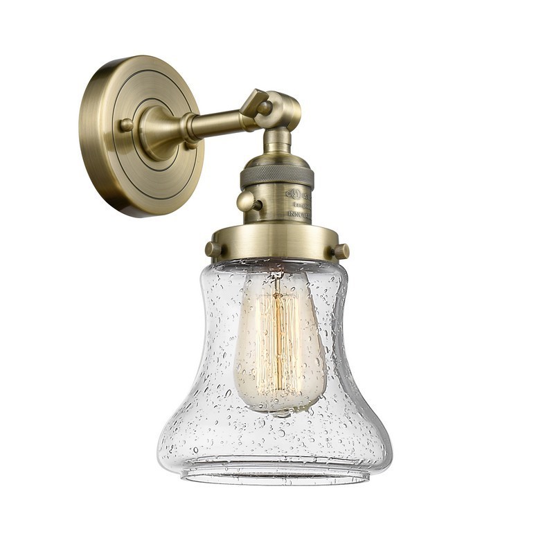 INNOVATIONS LIGHTING 203SW-AB-G194-LED BELLMONT FRANKLIN RESTORATION 6 1/2 INCH 1 LIGHT WALL MOUNT WALL SCONCE IN ANTIQUE BRASS