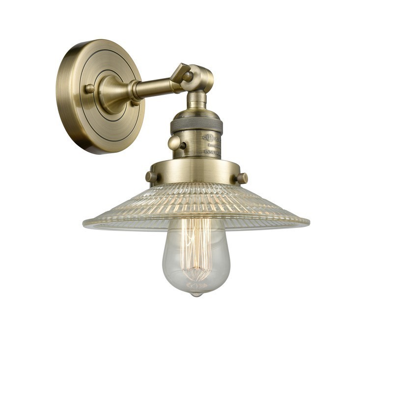INNOVATIONS LIGHTING 203SW-AB-G2-LED HALOPHANE FRANKLIN RESTORATION 8 1/2 INCH 1 LIGHT WALL MOUNT WALL SCONCE IN ANTIQUE BRASS