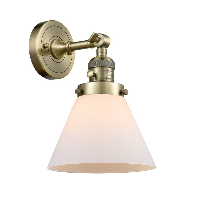 INNOVATIONS LIGHTING 203SW-AB-G41-LED CONE FRANKLIN RESTORATION 8 INCH 1 LIGHT WALL MOUNT WALL SCONCE IN ANTIQUE BRASS
