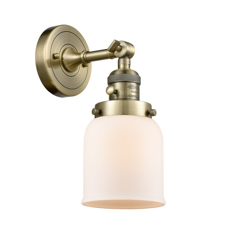 INNOVATIONS LIGHTING 203SW-AB-G51-LED BELL FRANKLIN RESTORATION 5 INCH 1 LIGHT WALL MOUNT WALL SCONCE IN ANTIQUE BRASS