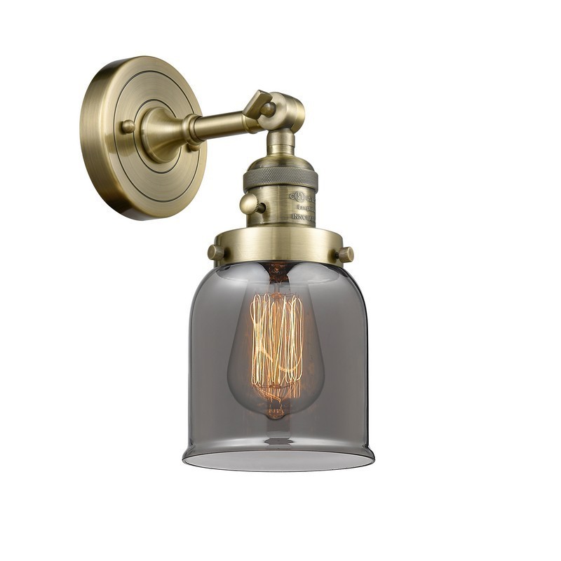 INNOVATIONS LIGHTING 203SW-AB-G53-LED BELL FRANKLIN RESTORATION 5 INCH 1 LIGHT WALL MOUNT WALL SCONCE IN ANTIQUE BRASS