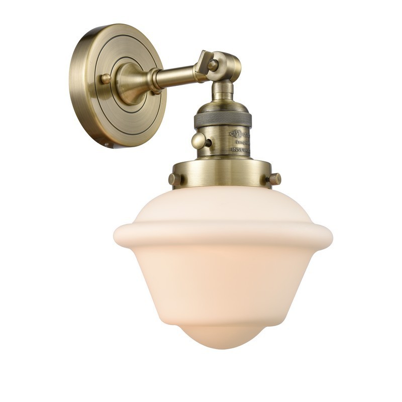 INNOVATIONS LIGHTING 203SW-AB-G531-LED OXFORD FRANKLIN RESTORATION 7 1/2 INCH 1 LIGHT WALL MOUNT WALL SCONCE IN ANTIQUE BRASS