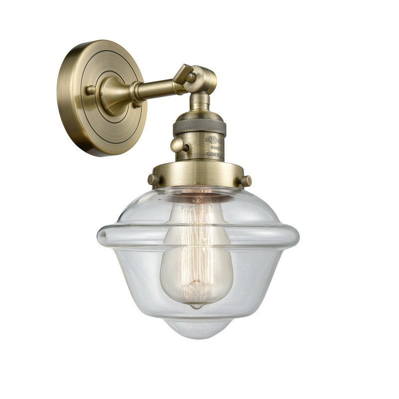 INNOVATIONS LIGHTING 203SW-AB-G532-LED OXFORD FRANKLIN RESTORATION 7 1/2 INCH 1 LIGHT WALL MOUNT WALL SCONCE IN ANTIQUE BRASS