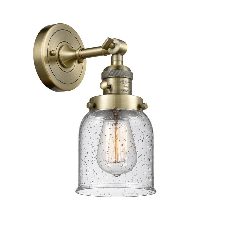 INNOVATIONS LIGHTING 203SW-AB-G54-LED BELL FRANKLIN RESTORATION 5 INCH 1 LIGHT WALL MOUNT WALL SCONCE IN ANTIQUE BRASS