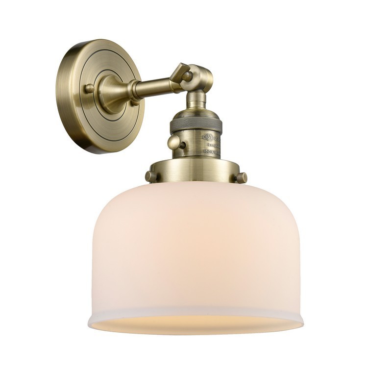 INNOVATIONS LIGHTING 203SW-AB-G71-LED BELL FRANKLIN RESTORATION 8 INCH 1 LIGHT WALL MOUNT WALL SCONCE IN ANTIQUE BRASS