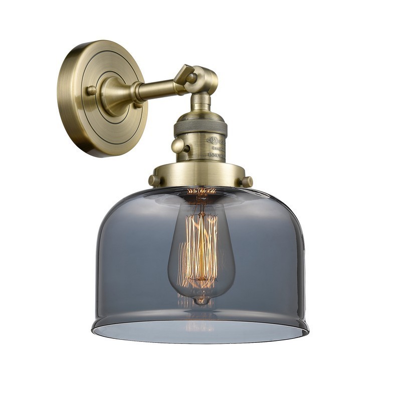 INNOVATIONS LIGHTING 203SW-AB-G73-LED BELL FRANKLIN RESTORATION 8 INCH 1 LIGHT WALL MOUNT WALL SCONCE IN ANTIQUE BRASS