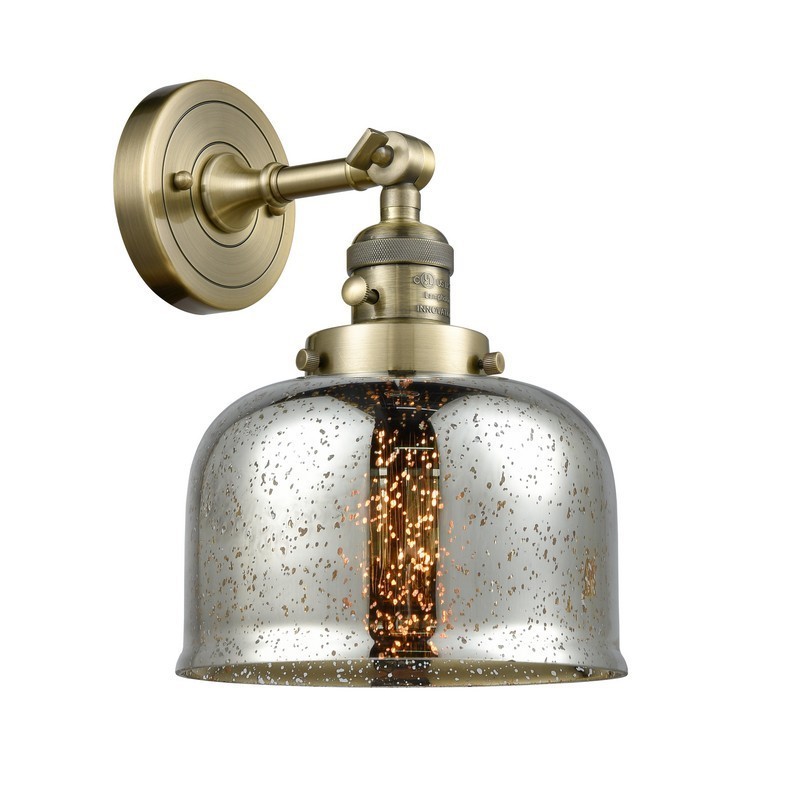 INNOVATIONS LIGHTING 203SW-AB-G78-LED BELL FRANKLIN RESTORATION 8 INCH 1 LIGHT WALL MOUNT WALL SCONCE IN ANTIQUE BRASS