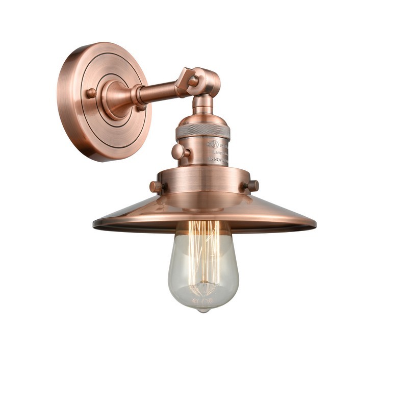 INNOVATIONS LIGHTING 203SW-AC-M3 FRANKLIN RESTORATION RAILROAD 8 INCH ONE LIGHT UP OR DOWN ANTIQUE COPPER METAL WALL SCONCE - ANTIQUE COPPER
