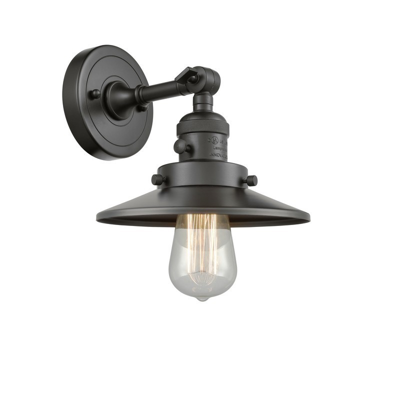 INNOVATIONS LIGHTING 203SW-OB-M5 FRANKLIN RESTORATION RAILROAD 8 INCH ONE LIGHT UP OR DOWN OIL RUBBED BRONZE METAL WALL SCONCE - OIL RUBBED BRONZE