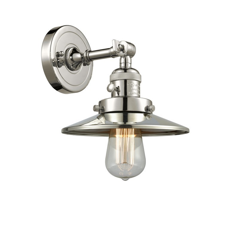 INNOVATIONS LIGHTING 203SW-PN-M1 FRANKLIN RESTORATION RAILROAD 8 INCH ONE LIGHT UP OR DOWN POLISHED NICKEL METAL WALL SCONCE - POLISHED NICKEL