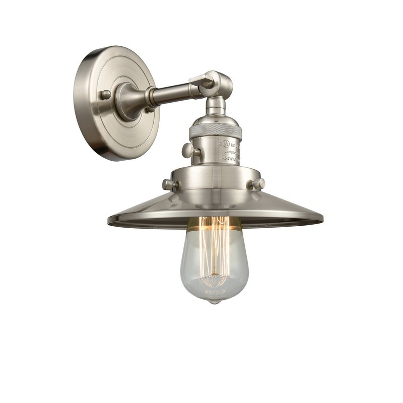 INNOVATIONS LIGHTING 203SW-SN-M2 FRANKLIN RESTORATION RAILROAD 8 INCH ONE LIGHT UP OR DOWN BRUSHED SATIN NICKEL METAL WALL SCONCE - BRUSHED SATIN NICKEL