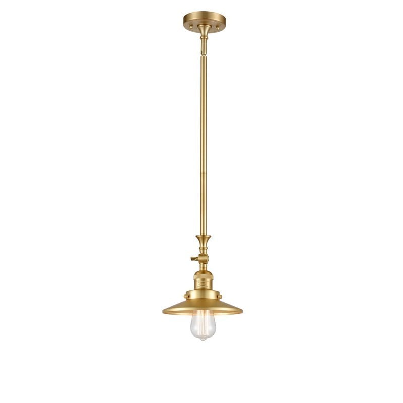 INNOVATIONS LIGHTING 206-SG-M4-LED RAILROAD FRANKLIN RESTORATION 8 INCH 1 LIGHT CEILING MOUNT MINI PENDANT IN SATIN GOLD