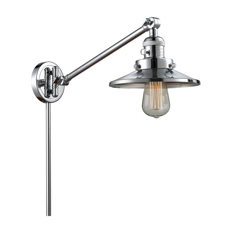 INNOVATIONS LIGHTING 237-PC-M7-PC-LED RAILROAD FRANKLIN RESTORATION 8 INCH 1 LIGHT WALL MOUNT SWING ARM LIGHT IN POLISHED CHROME