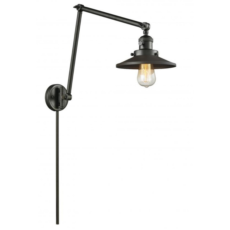 INNOVATIONS LIGHTING 238-OB-M5 FRANKLIN RESTORATION RAILROAD 8 INCH ONE LIGHT UP OR DOWN METAL SWING ARM LIGHT WITH INCANDESCENT BULB OPTION - OIL RUBBED BRONZE