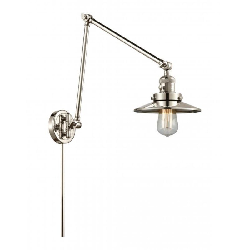 INNOVATIONS LIGHTING 238-PN-M1 FRANKLIN RESTORATION RAILROAD 1 LIGHT 8 INCH METAL SHADE SWING ARM LIGHT - POLISHED NICKEL