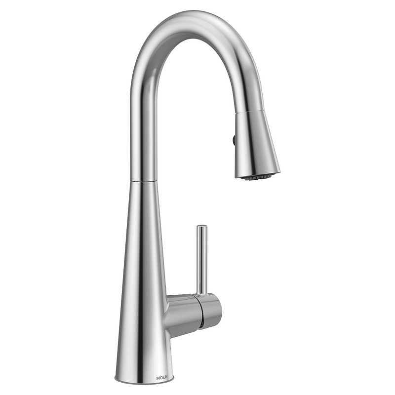 MOEN 7664 SLEEK 14 1/2 INCH SINGLE HOLE DECK MOUNT PULLDOWN BAR KITCHEN FAUCET WITH LEVER HANDLE