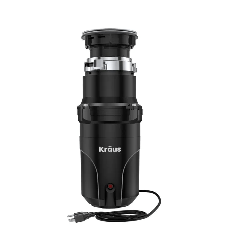 KRAUS KWD100-33MBL WASTEGUARD HIGH-SPEED 1/3 HP CONTINUOUS FEED ULTRA-QUIET MOTOR GARBAGE DISPOSAL WITH QUICK CONNECT MOUNT, POWER CORD AND FLANGE