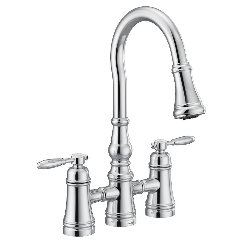 MOEN S73204 WEYMOUTH 16 3/4 INCH THREE HOLE DECK MOUNT PULLDOWN KITCHEN FAUCET WITH LEVER HANDLE