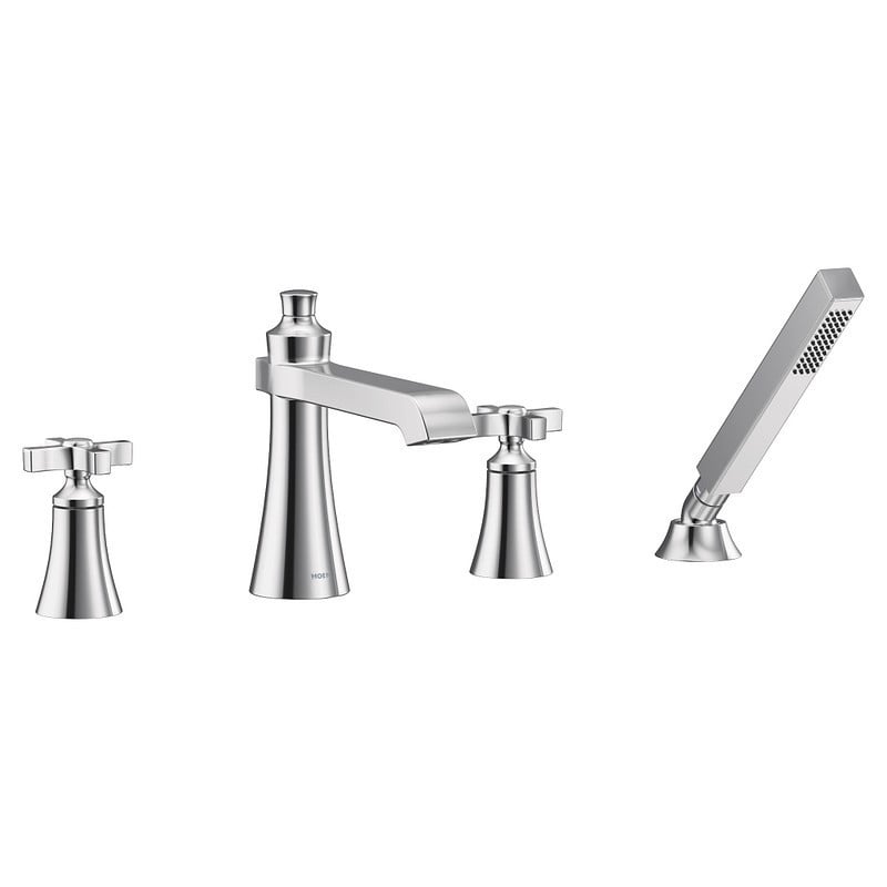 MOEN TS929 FLARA 8 INCH TWO CROSS HANDLE HIGH ARC ROMAN TUB FAUCET