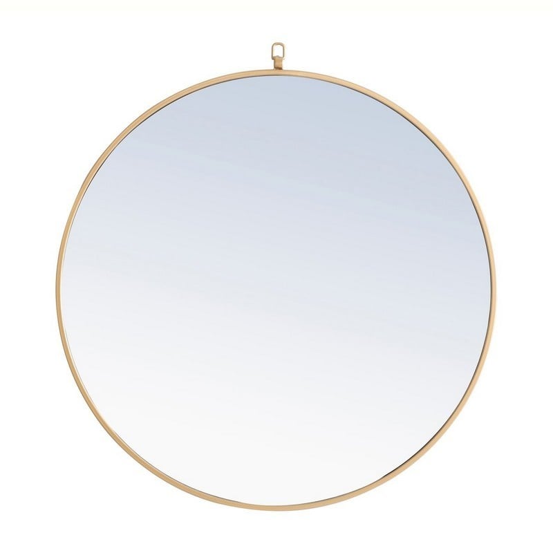 ELEGANT FURNITURE LIGHTING MR4058BR ROWAN 32 X 32 INCH CIRCULAR WALL MOUNTED MIRROR - BRASS