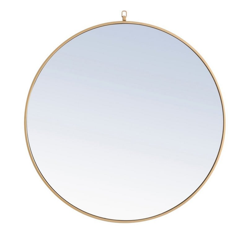 ELEGANT FURNITURE LIGHTING MR4062BR ROWAN 36 X 36 INCH CIRCULAR WALL MOUNTED MIRROR - BRASS