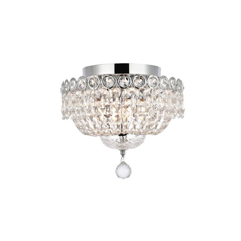 ELEGANT FURNITURE LIGHTING V1900F12/RC CENTURY 12 INCH 4 LIGHT ROYAL CUT CRYSTAL FLUSH MOUNT LIGHT