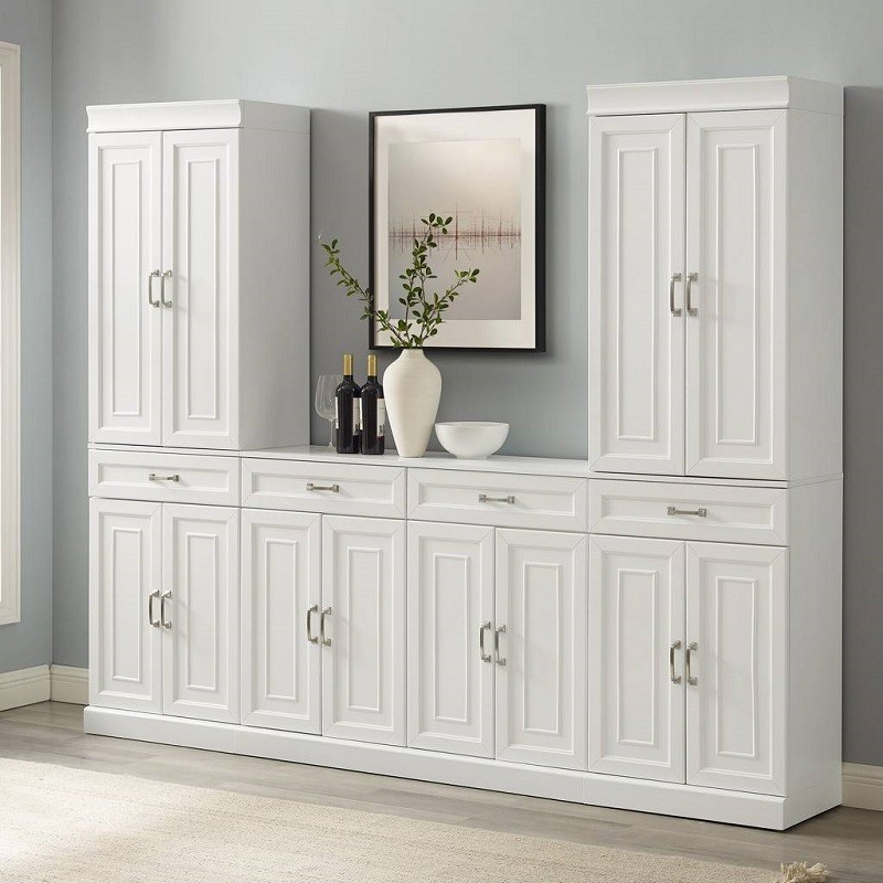 CROSLEY KF33035WH STANTON 3PC SIDEBOARD AND PANTRY SET IN WHITE