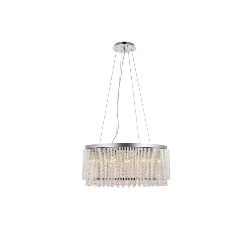 ELEGANT FURNITURE LIGHTING V2092D24C/RC INFLUX 24 INCH 14 LIGHT ROYAL CUT CRYSTAL PENDANT LIGHT - CHROME